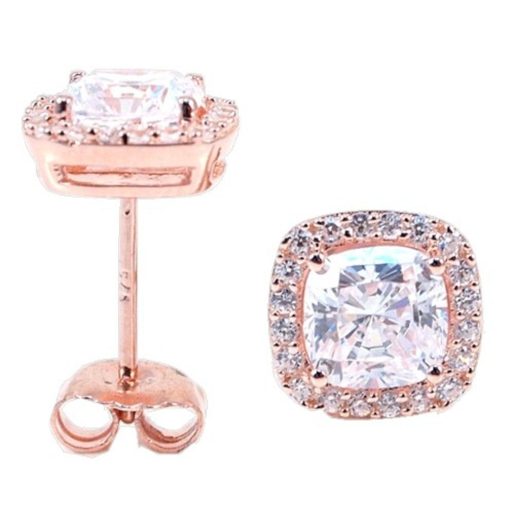 Silver Micro Pave Halo with Cushion Center stud